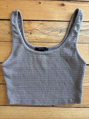Forever 21 Taupe Textured Scoop Neck Crop Top